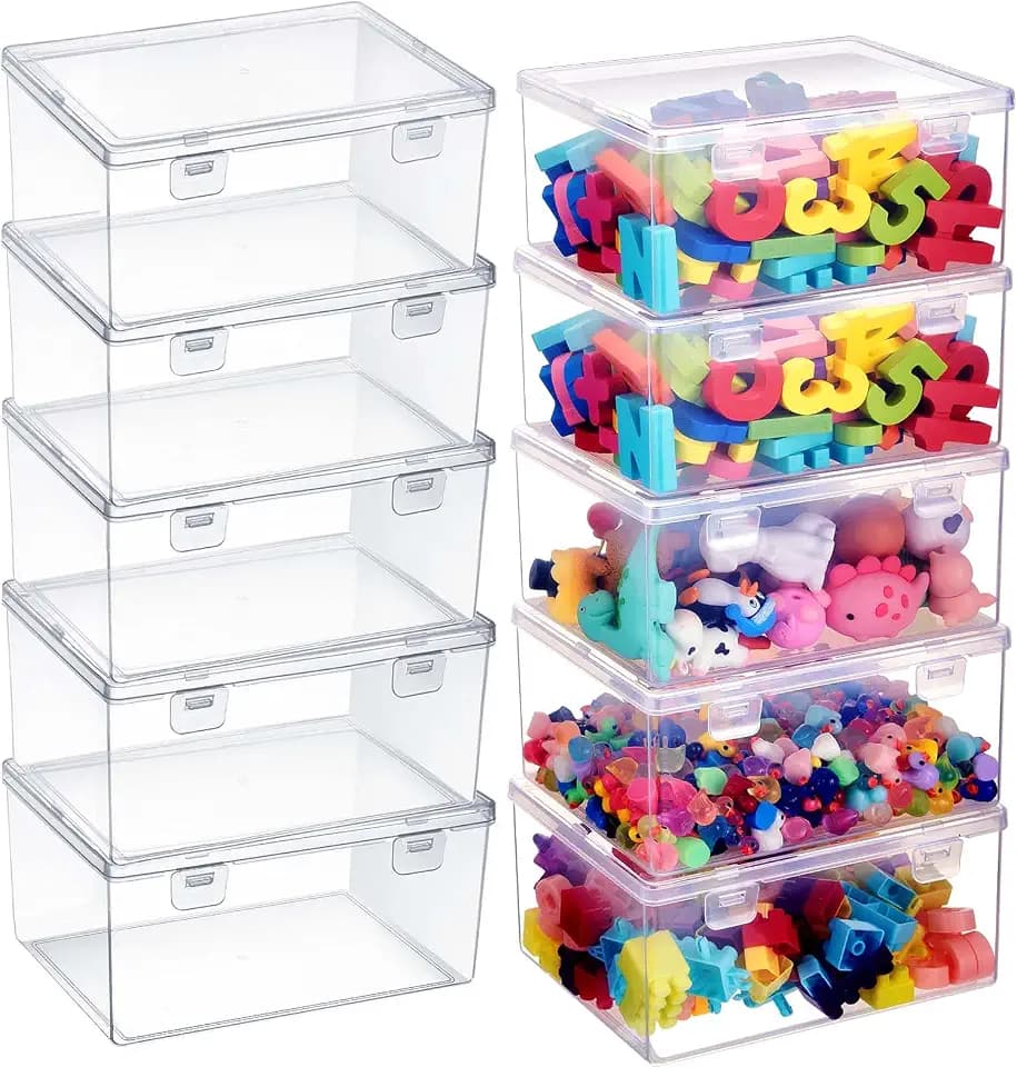 SiliFine 10 Pcs Clear Plastic Storage Bins with Lids Stackable for Toys