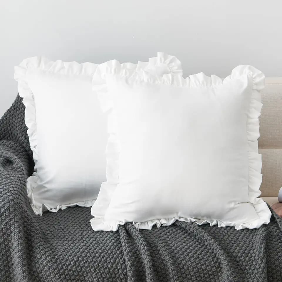 26x26 Pillow Cover - 2-Piece White Euro Shams Decorative Square Throw Pillow Cover Cushion Covers Pillowcase Home Decor Decorations for Sofa Couch Bed Chair
