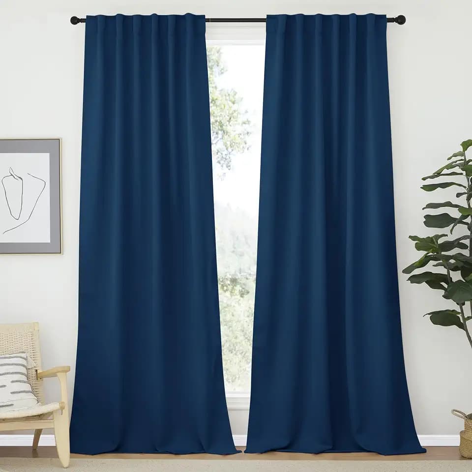 NICETOWN Bedroom Blackout Curtain Panels - (Moroccan Color) 52 x 120 inch, 2 PCs, Insulating Energy Saving Solid Rod Pocket Blackout Drapes for Hall, Villa
