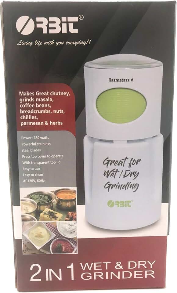 Orbit 2 in 1 Wet & Dry Coffee/Spice Grinder/Chutney Maker,White