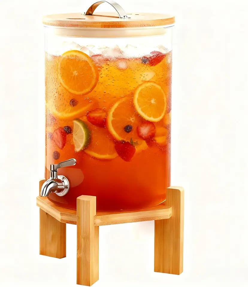 2.1 Gallon Drink Dispenser for Party,Glass Beverage Dispenser With Stand