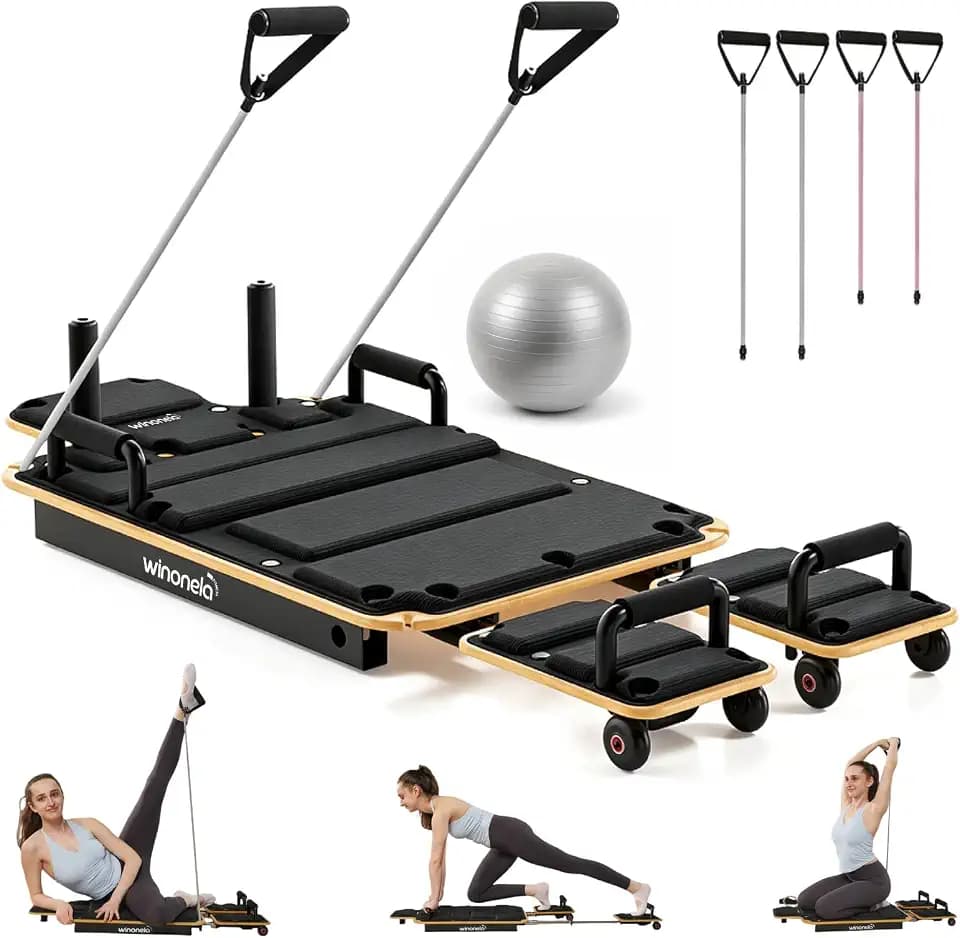 Pilates Reformer Machine, Wooden Pilates Board for Home