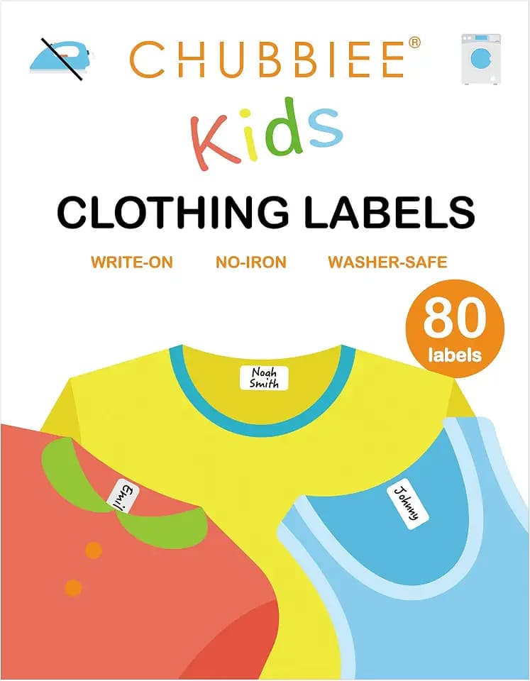 CHUBBIEE All Purpose No-Iron Kids Clothing Labels, 80-Pack
