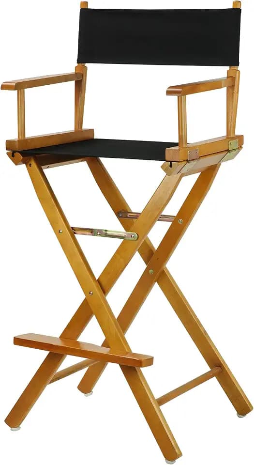 Casual Home 30" Director's Chair Honey Oak Frame-with Black Canvas, Bar Height