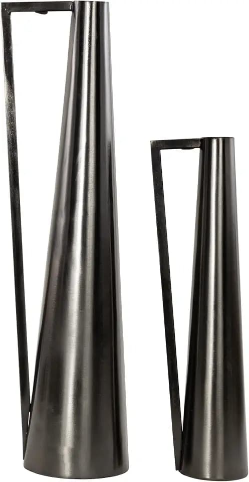 Deco 79 Metal Vase, Set of 2 Vase 17", 22" H, Dark Gray