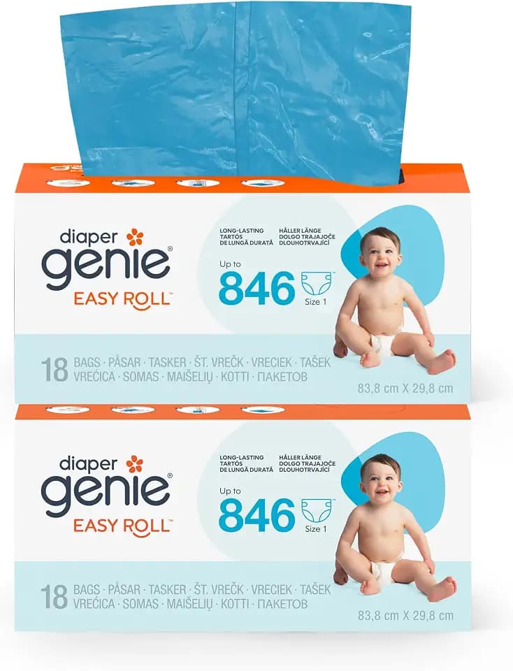Diaper Genie - 2er-Pack Original Easy Roll Nachfüllungen 2x18 Beutel kompatibel mit Diaper Genie Platinum Windeleimer - Geruchsdicht & stabil. Für 10 Monate Windeln."