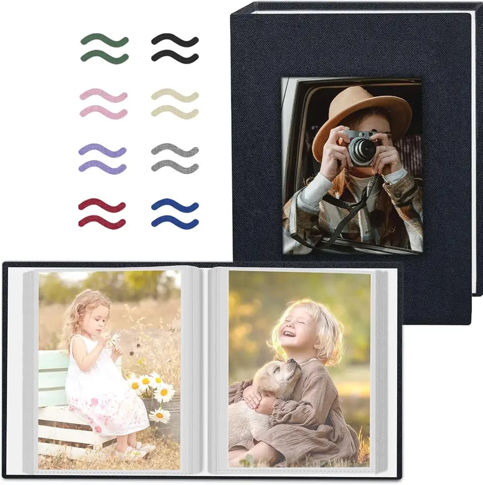 Popotop 2 Pack Photo Album 4x6 Pictures, Small Linen Slip-in Photo Albums Book for 80 Photos with 40 Pockets, Birthday Gifts for Women Mom Family Baby