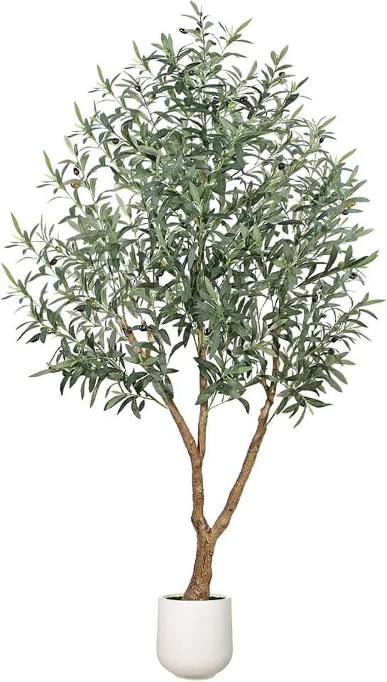 6FT Olive Trees Artificial Indoor - Fake Olive Tree Artificial Plants Indoor Fake Trees with Lifelike Fruits and Realistic Leaves for Modern Home Office Living Room Decor
