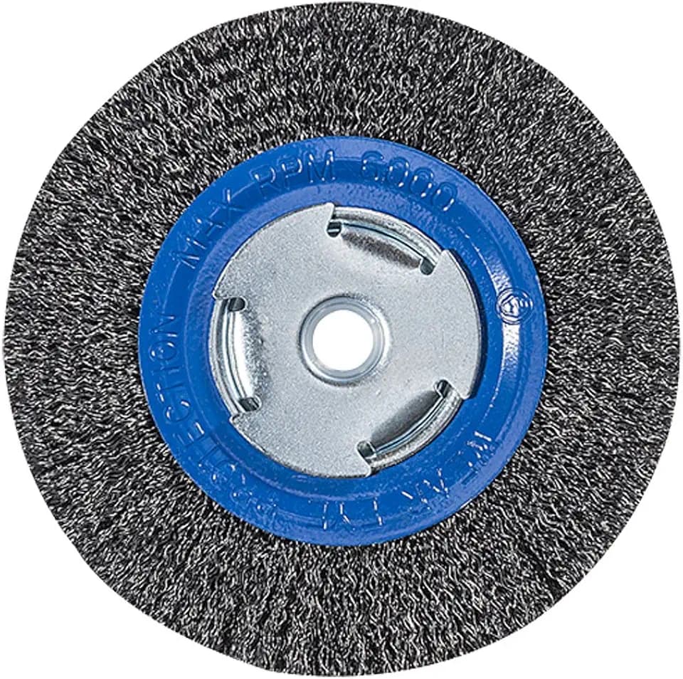 Mercer Industries 183010 - 6" diameter x 3/4" wide Crimped Wire Wheel with arbors of 2", 1/2" and 5/8" , .014 Carbon Steel Wire