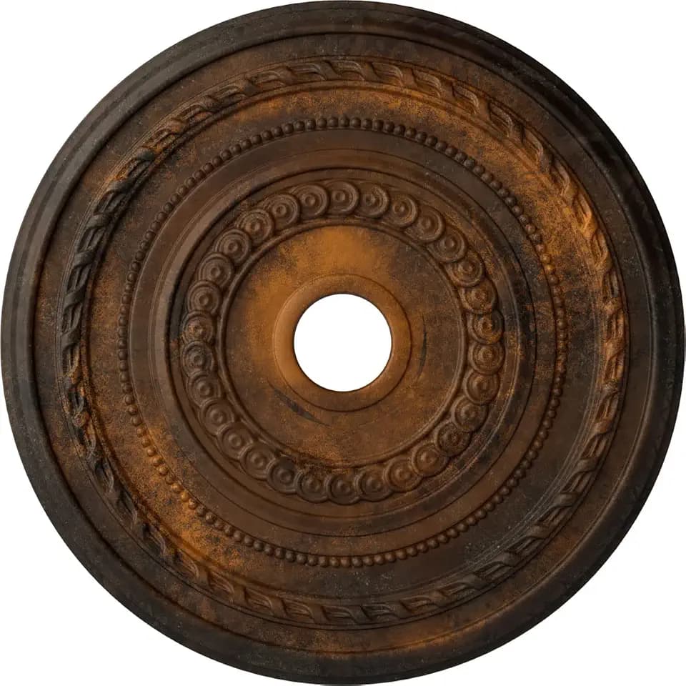 25 3/8"OD x 3 3/8"ID x 1 3/8"P Cole Ceiling Medallion (Fits Canopies up to 9 1/8"), Hand-Painted Rust