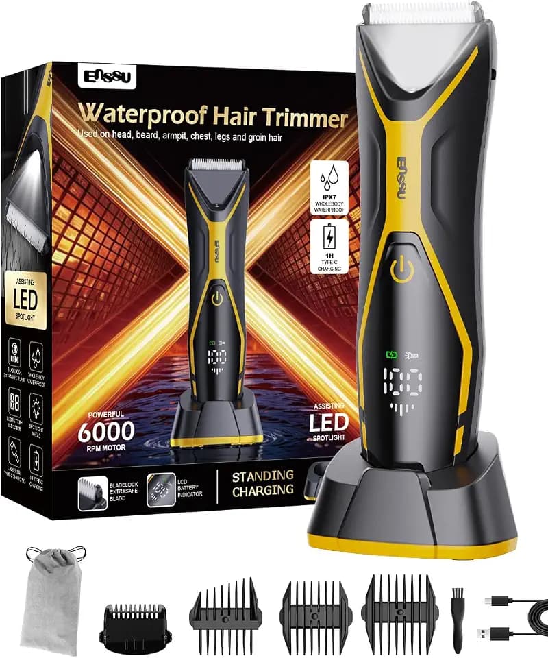 Intimrasierer Mann Type-C wiederaufladbar,Intimbereich Rasierer LED-Licht | Body Groomer für Männer, Electric Rasierer Herren Intimbereich