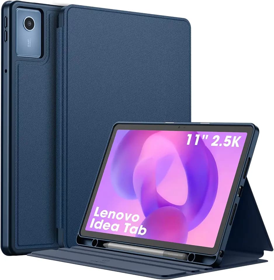 Fintie Hülle mit Stifthalter für Lenovo Idea Tab 11 Zoll 2025, Dunkelblau | (TB-336ZU/ TB-336FU), Slim TPU Folio Tablet Schutzhülle mit Auto Schlaf/Wach Funktion und Standfunktion