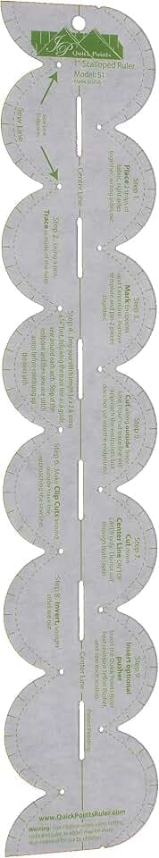 1" Scallop Ruler Tool by Quick Points – Quilting & Sewing Template for Scalloped Borders, Rick Rack, Appliqué & Decorative Quilt Edges – Craft Ruler for Fabric Design