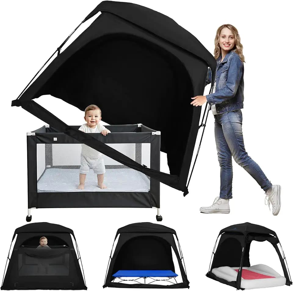 Blackout Sleep Tent for Pack and Play, Toddler Travel Bed