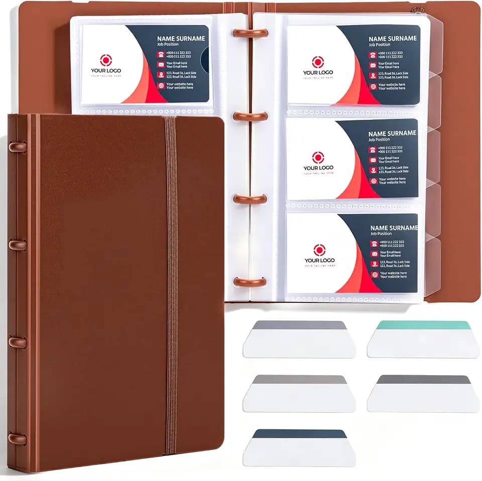deli Business Card Book Holder, Business Card Organizer, Brown