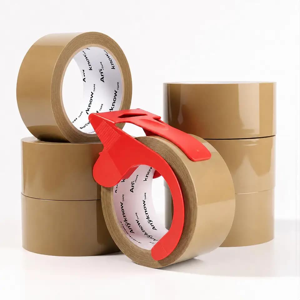 Heavy Duty Brown Packing Tape 1.88 Inch with Dispenser 60 Yd x 6 Rolls