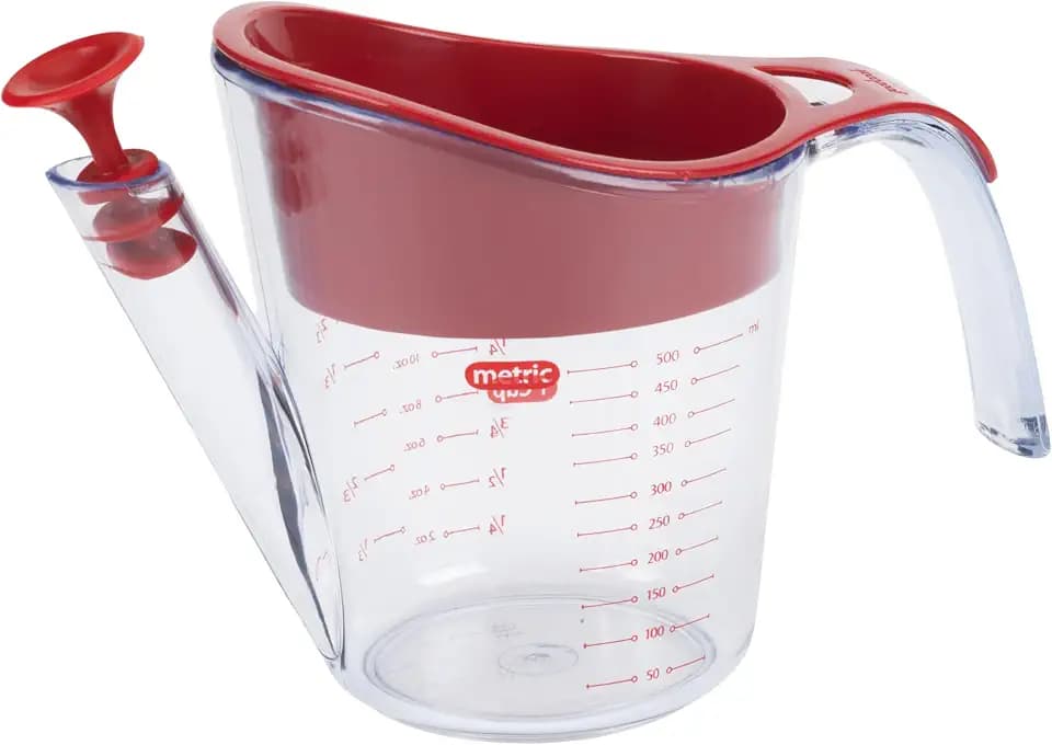 GoodCook Everyday Fat Separator for Cooking, 2-Cup Heat-Resistant Separator with Pour Spout, Bottom Release Fat Separator for BBQ and Gravy, Strainer and Silicone Stopper for Mess-Free Use