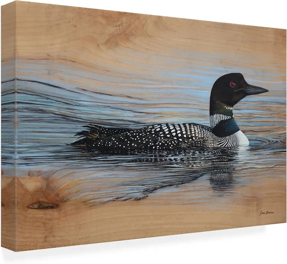 Wrapped Canvas Wall Art - Jim Brune 'Loon Reflection' Wall Art for Living Room, Bedroom, or Office Décor - 19 x 12 Inches - 19x12