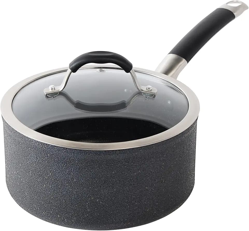 T-Fal Stone Force Platinum Non Stick Saucepan w/Lid 3 Quart, Oven Broiler Safe 400°F, Multipurpose Sauce Pan, Handy Small Pot, Cookware, Kitchen, Pots and Pans, Dishwasher Safe, Black
