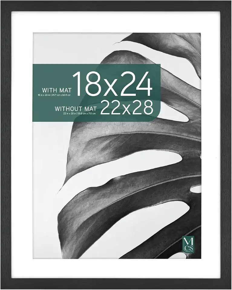 MCS Studio Gallery Poster Frame, 22x28 Matted to 18x24, Black Woodgrain