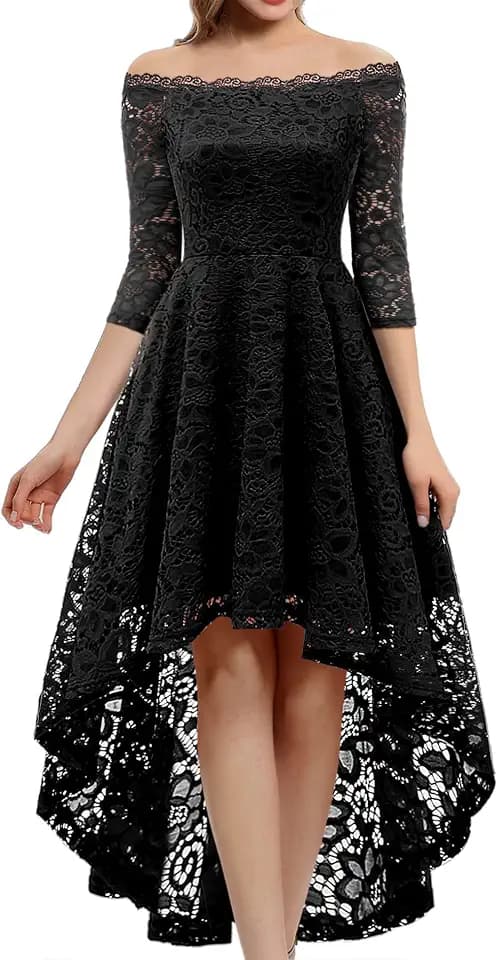 Dressystar Women's Lace Off Shoulder Cocktail Formal Wedding Guest Dress