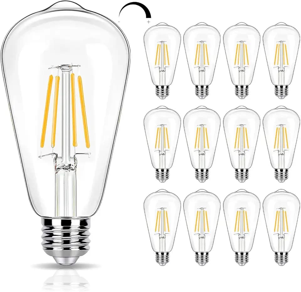 winsaLED 12 Pack Dimmable LED Light Bulbs 40 Watt Equivalent, ST19 Vintage E26 Edison Bulbs, 2700K Soft Warm White 4W LED Bulbs, Antique Filament Decorative Light Bulbs for Light Fixtures
