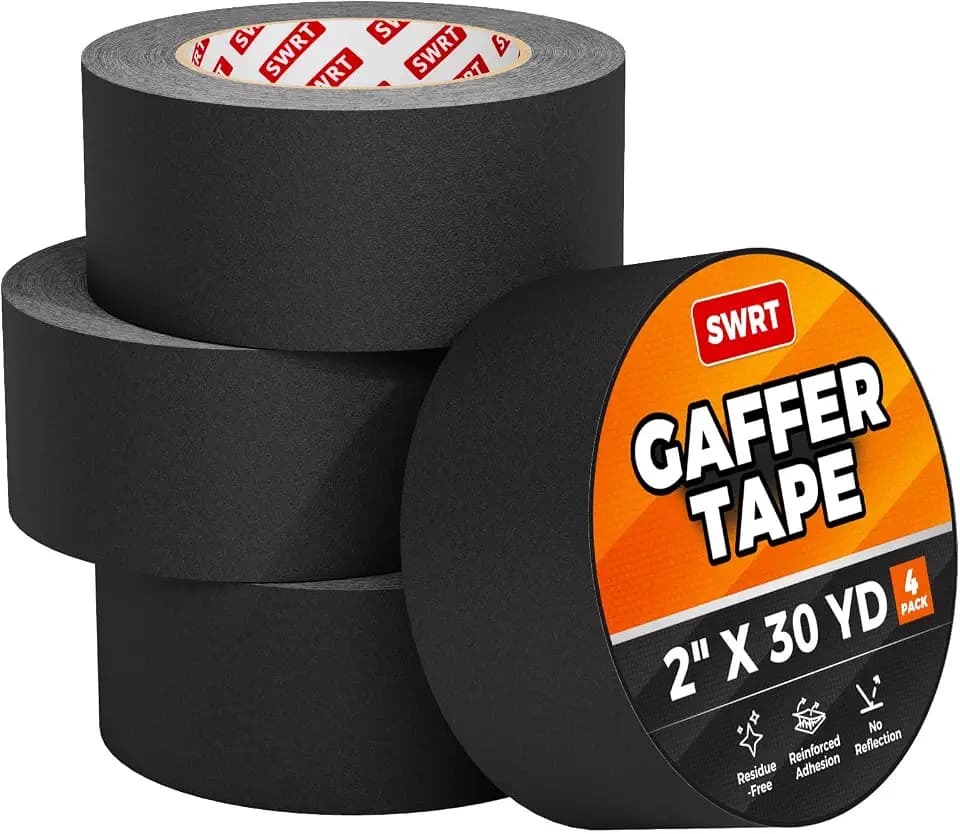 SWRT Gaffers Tape, 4 Pack, 2 Inch x 30 Yards, 11 Mil Matte Black Tape