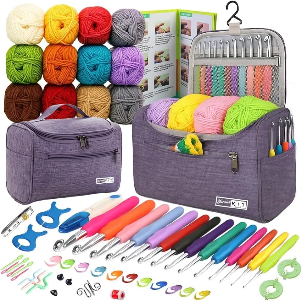 Yarniss Crochet Kit for Beginners with Instruction & Tutorial, Purple