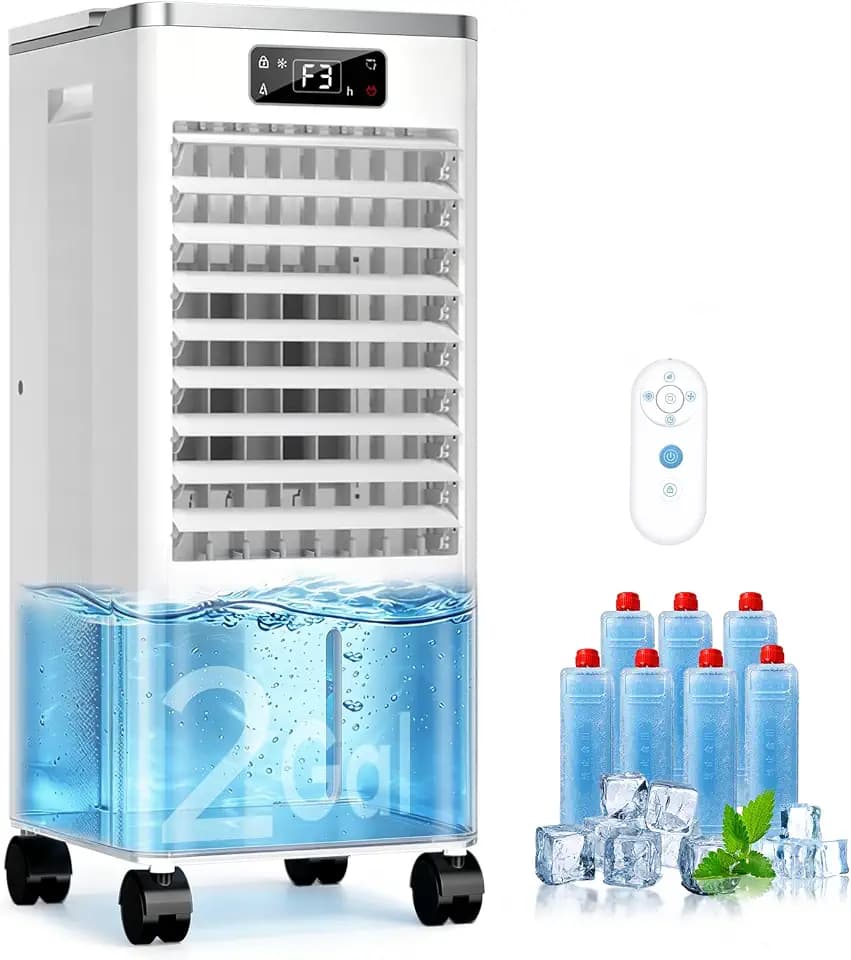 Windowless Portable Air Conditioners, Evaporative Air Cooler Fan 3 Modes & 3 Speeds, 2-Gal Tank for 20H Cooling,16FT Remote,12H Timer for Smart Auto-off, No Hose Needed,36db Swamp Cooler FK2306Y