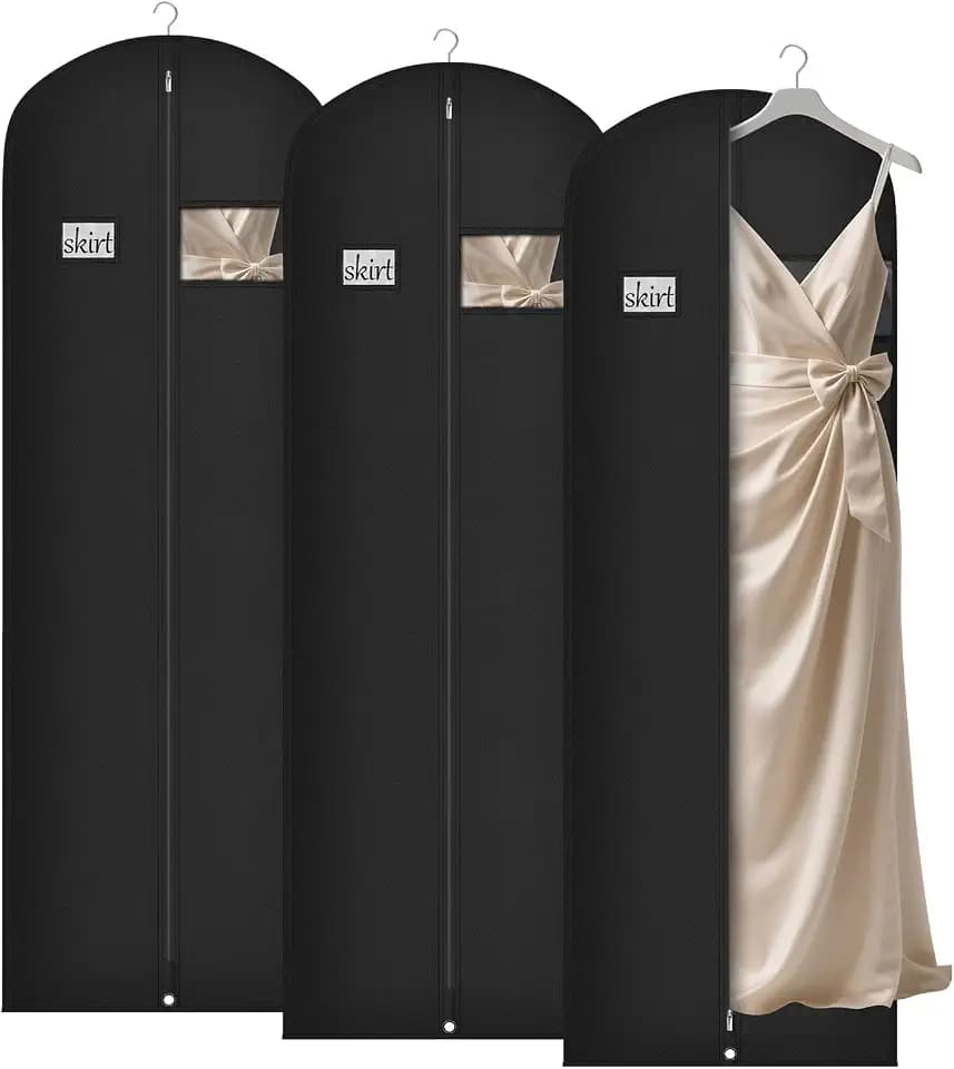 Syeeiex 72 Inch Dress Bags for Gowns, Dress Garment Bag, Set of 3, Black