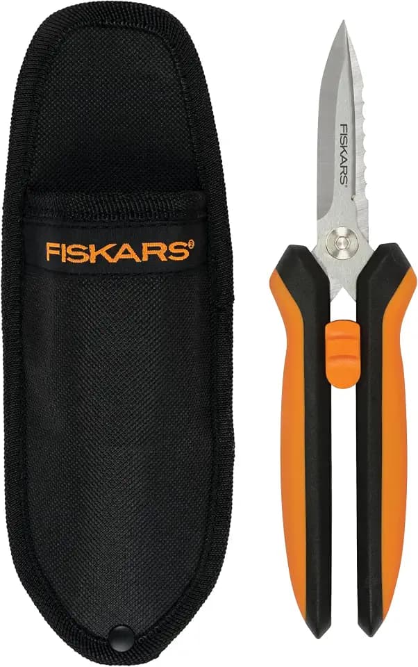 Fiskars 8" SoftGrip Pruning Shears, Multipurpose Garden Snips with Sheath