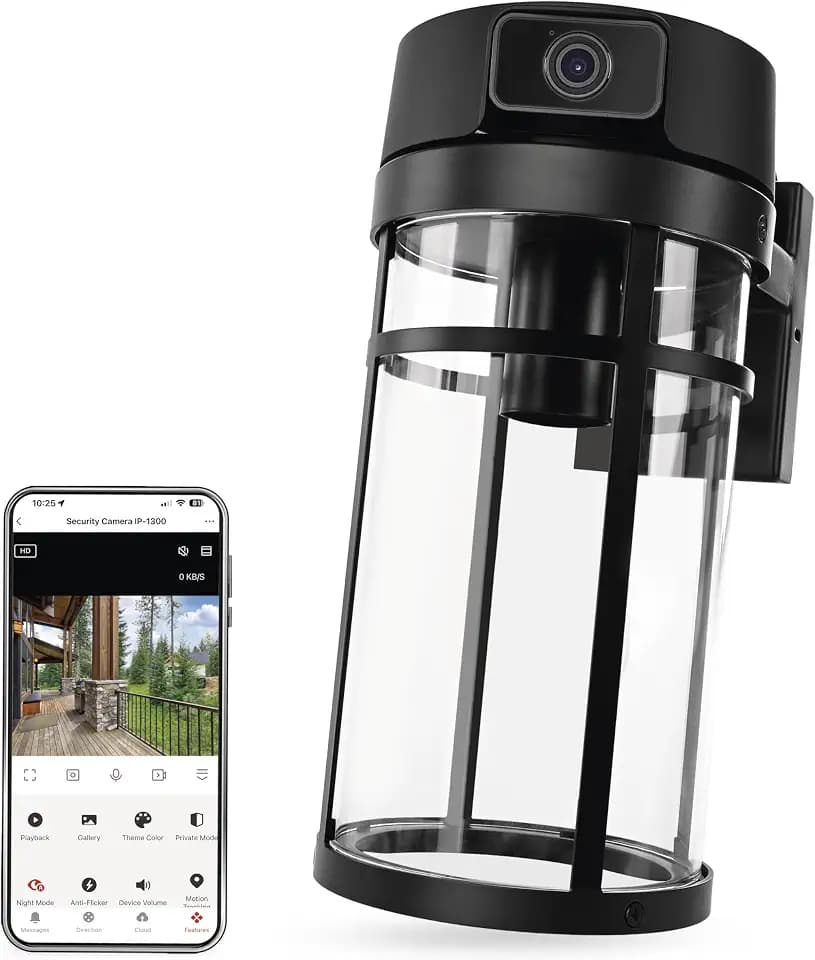 EMOS GoSmart - Smarte Außenkamera mit WLAN & Licht, 4MP 2,5K Überwachungskamera - drehbar mit Bewegungserkennung, Nachtsicht bis 10 m, 2-Wege-Audio - für E27-Lampe - IP44 - Tuya/GoSmart App - schwarz