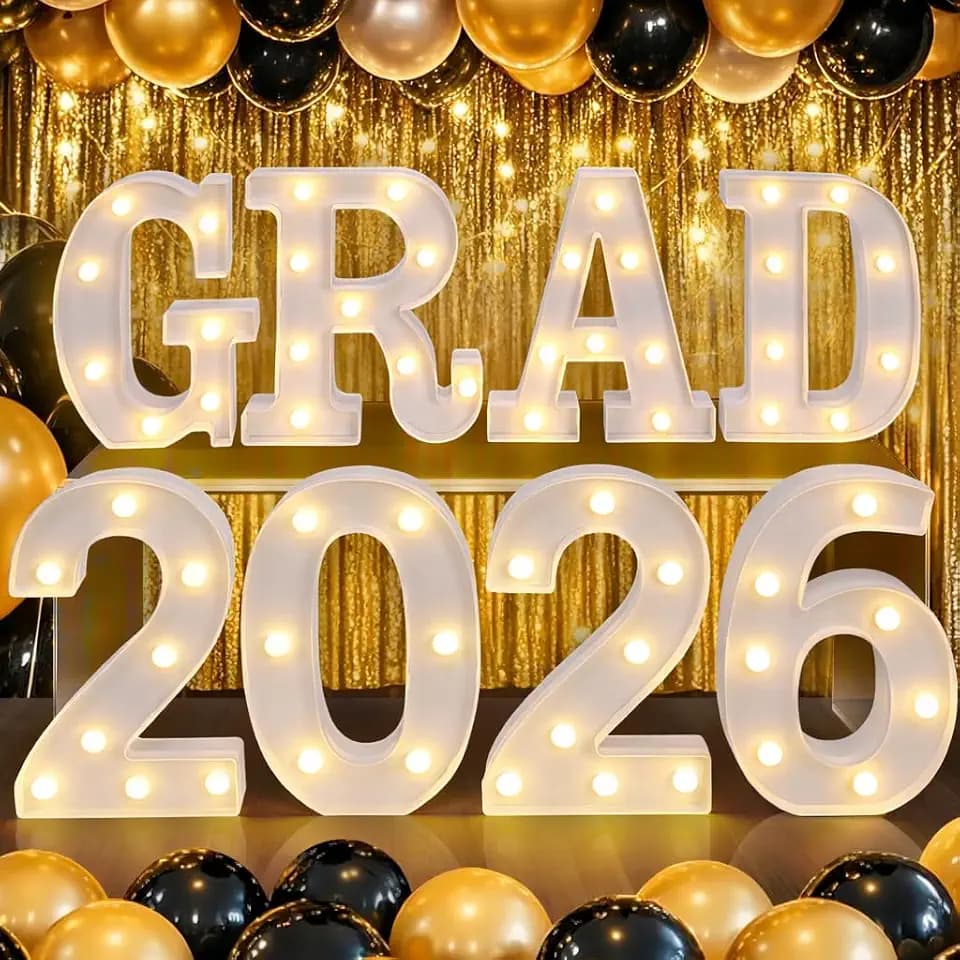 BainGesk Graduation Decorations Class of 2026, 8 LED Marquee Light Up Letter “GRAD 2026” Sign for Graduation Party Decor, 2026 Graduation Decorations Party Favor Supplies