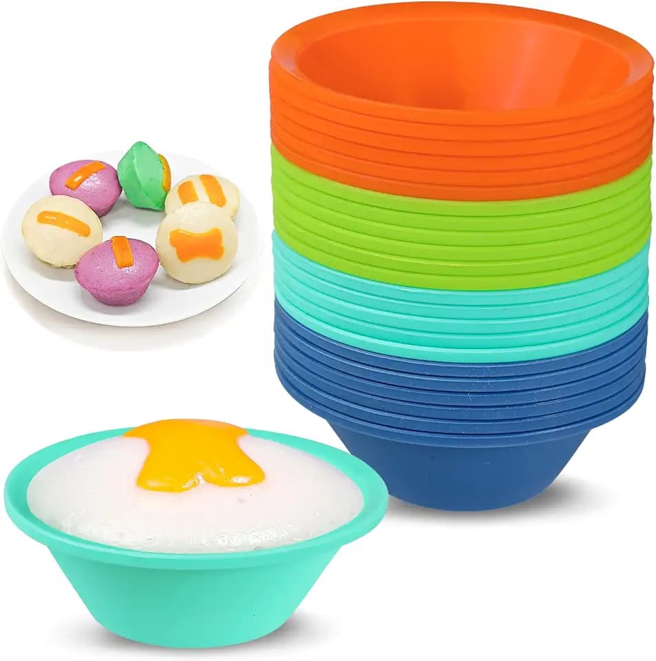 Webake 24 Pcs Platinum Silicone Puto Molder Filipino Medium-Size, 2.75" Reusable Puto Baking Cup for Steamer, BPA-Free & Non-Stick, Plastic Replacement Baking Cup, Great for Bite-Size Muffin, Tart
