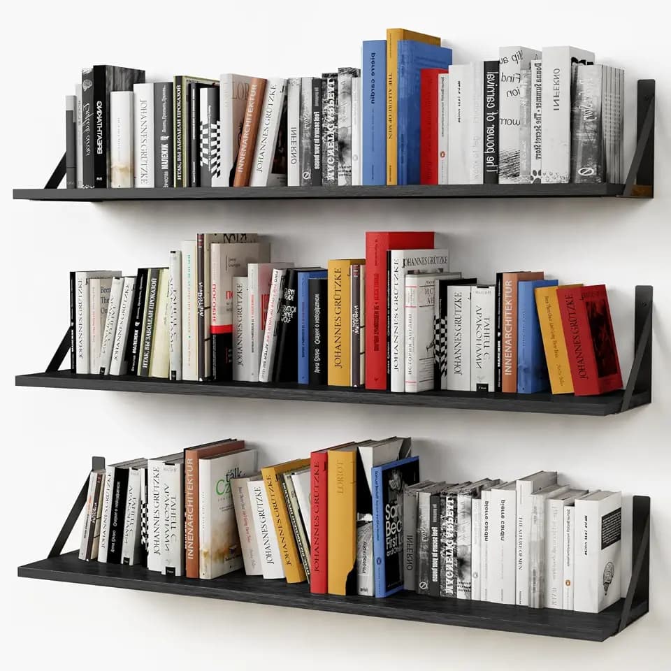 36 Inch Long Floating Shelves 8" Deep, Large Wall Shelf for Bedroom Books