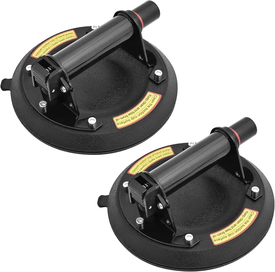 2Pack Vacuum Suction Cups with Metal Handle - Heavy Duty Hand-held Glass Lifter Powerful Industrial Glass Sucker for Window Tile Carry Replacement 550LBS Load Capacity