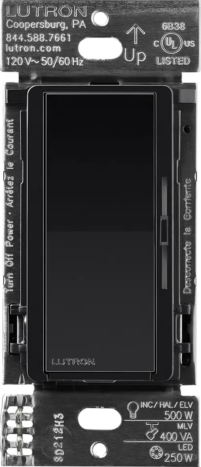 Lutron Diva Smart Dimmer Switch ELV+ for Caseta Lighting, 250-Watt LED, Neutral Required, Smart Dimmer Switch, DVRF-5NE-BL, Black