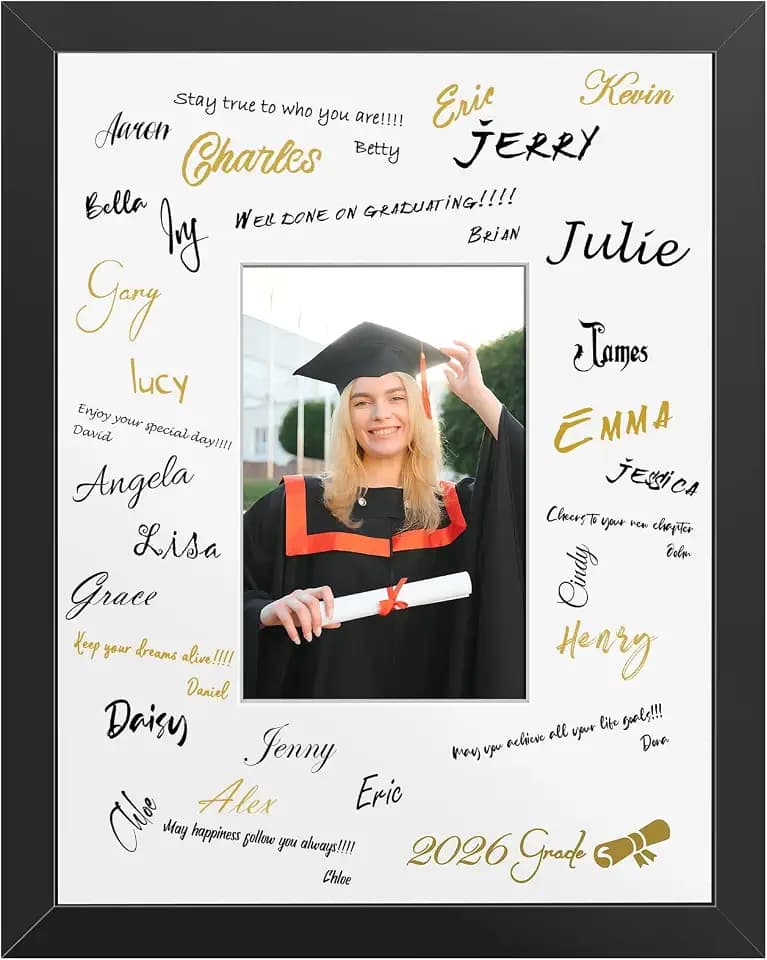 tutata 11x14 Graduation Signable Photo Frame, 5x7 Mat, Wall & Desktop Mount