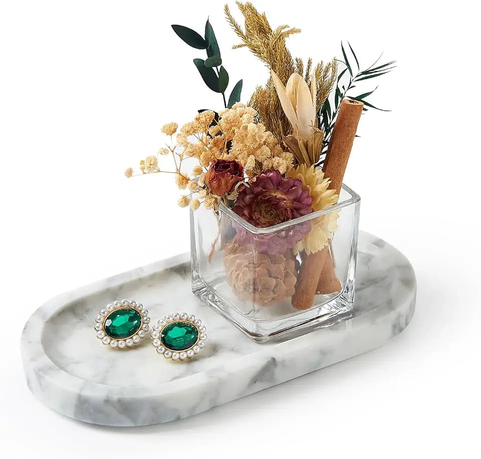 Natural Marble Vanity Tray,Marble Tray for Bathroom countertop