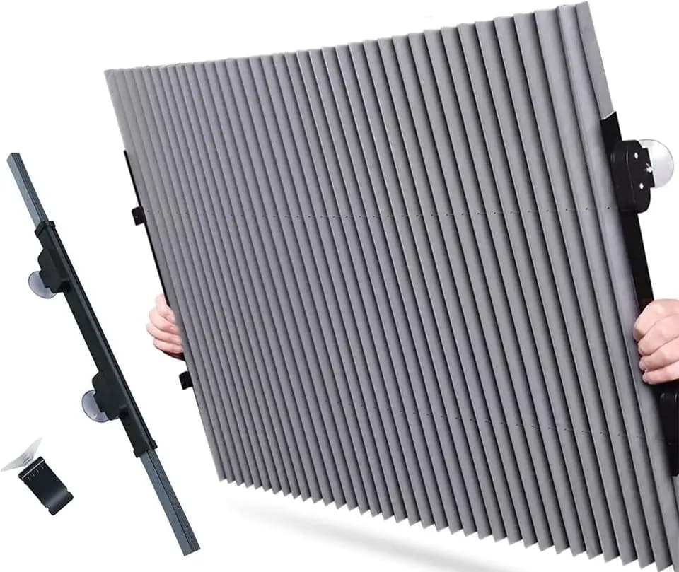Auto Accessori Lupex - Automatischer einziehbarer Sonnenschutz für die Frontscheibe für Auto und SUV, Universalvisier, 155 x 70 cm, mit Saugnapf, Wärmedämmung, UV-Schutz