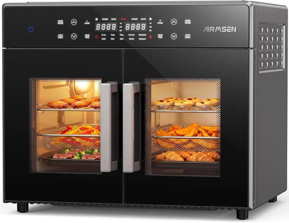AIRMSEN French Door Dual Zone Air Fryer Toaster Oven Combo, 32QT Capacity