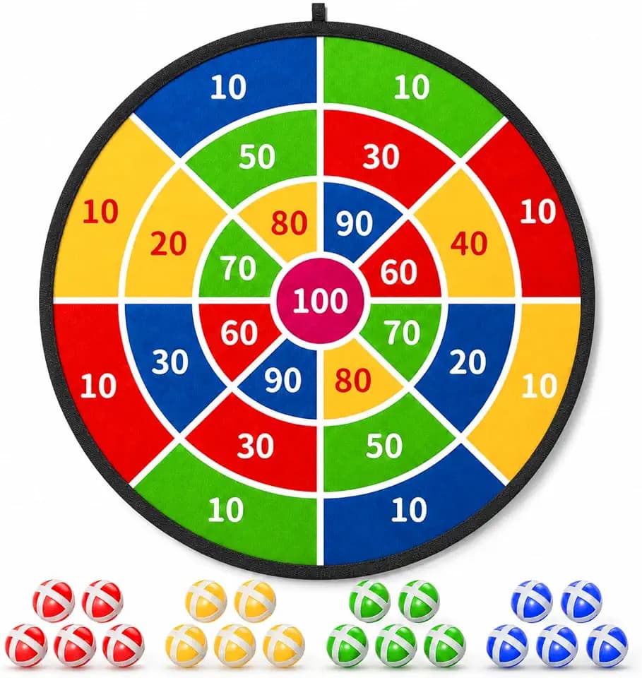 TEMI 29" Large Dart Board for Kids, Boys Toys Dartboards with 20 Balls, Indoor and Outdoor Sport Fun Party Play Game Toys, Birthday Gifts for Boys Girls 3 4 5 6 7 8 9 10 11 12 Years Old
