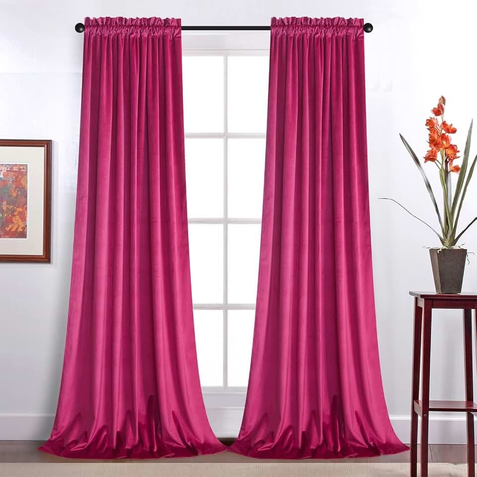 Roslynwood Berry Velvet Curtains W52 x L84 inches Long, 2 Panels