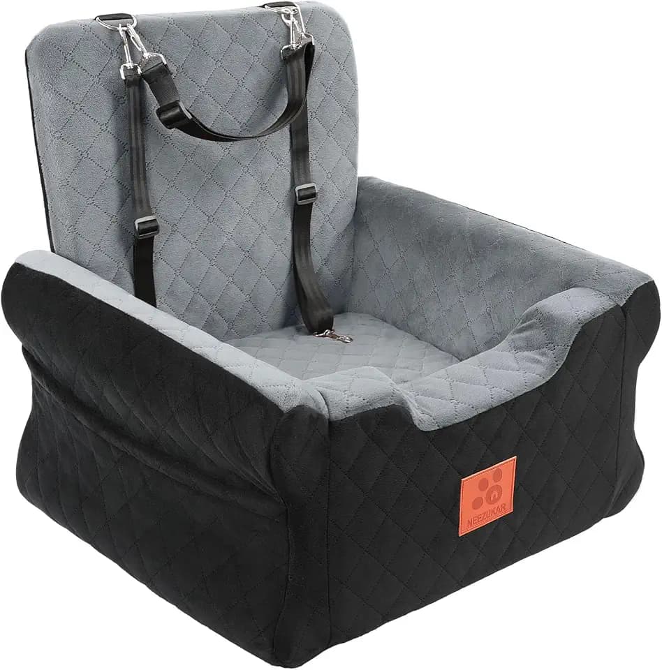 GL GLENSLAVE Hunde-Autositze für kleine bis mittelgroße Hunde, Erhöhter Hunde-Booster-Sitz mit Memory-Schaum, Abnehmbarer & waschbarer Autositz für Haustiere (Schwarz/Grau)