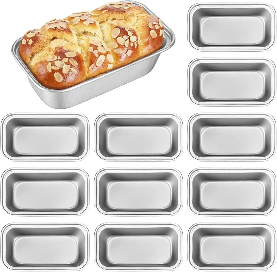 Uiifan 12 Pack Mini Loaf Pans, 6.1 x 3.3 x 2.1 in, Silver