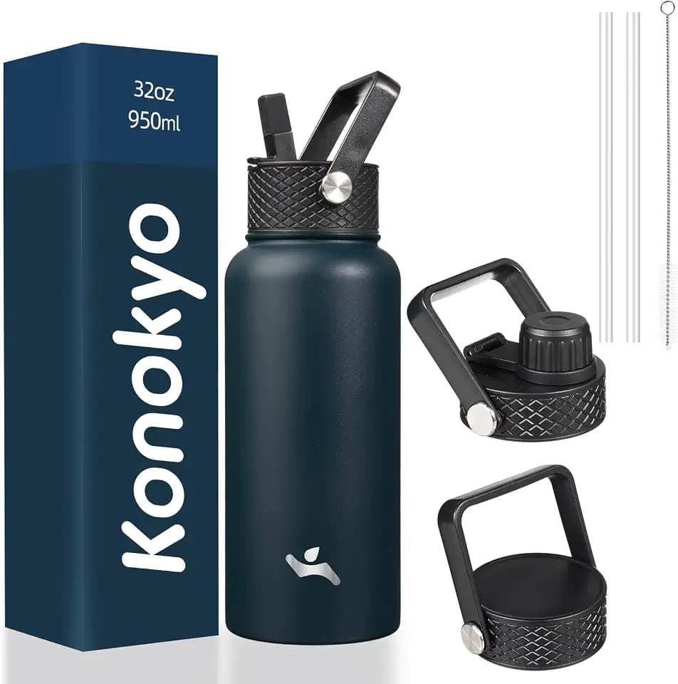 Konokyo 32 oz Insulated Stainless Steel Water Bottle with Straw Lid