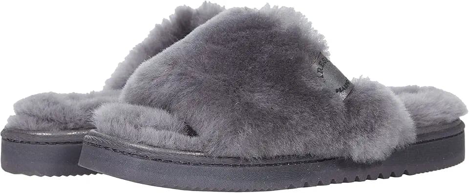 Dearfoams Women's Fireside Cairns Shearling Easy on/Off Slide Sandal Slipper