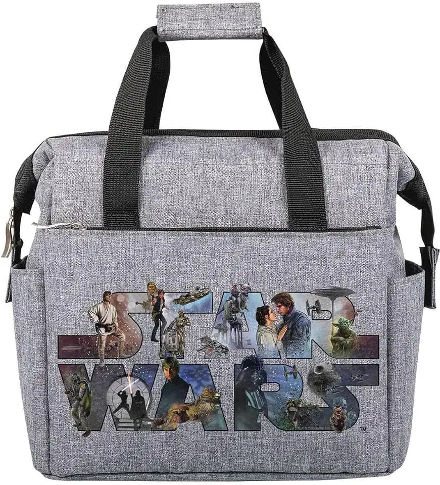 PICNIC TIME Star Wars Celebration On The Go Lunch Bag, Soft Cooler Lunch Box, Insulated Lunch Bag, (Heathered Gray) 10 x 6 x 10.5