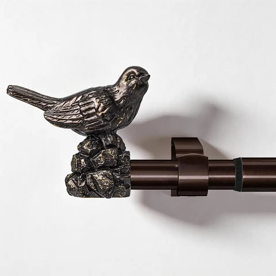 Curtain Rods for Window 36 to 120 Inches Vintage Bronze Curtain Rod with Bird Finials Adjustable Drapery Rod Heavy Duty Curtains Rods for Living Room Kitchen Window
