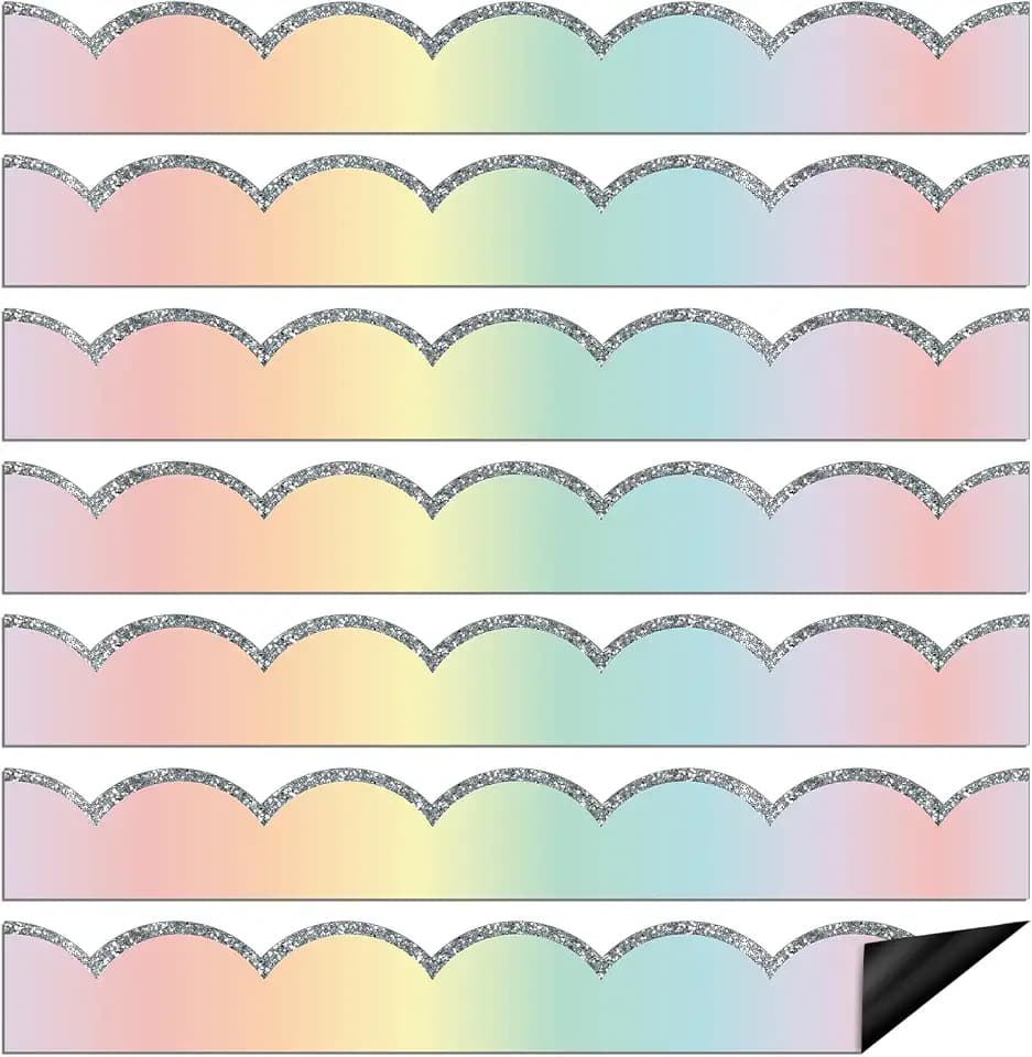 Taobary 24 Pcs Pastel Magnetic Borders for Whiteboard Classroom, 11.8x1.5"